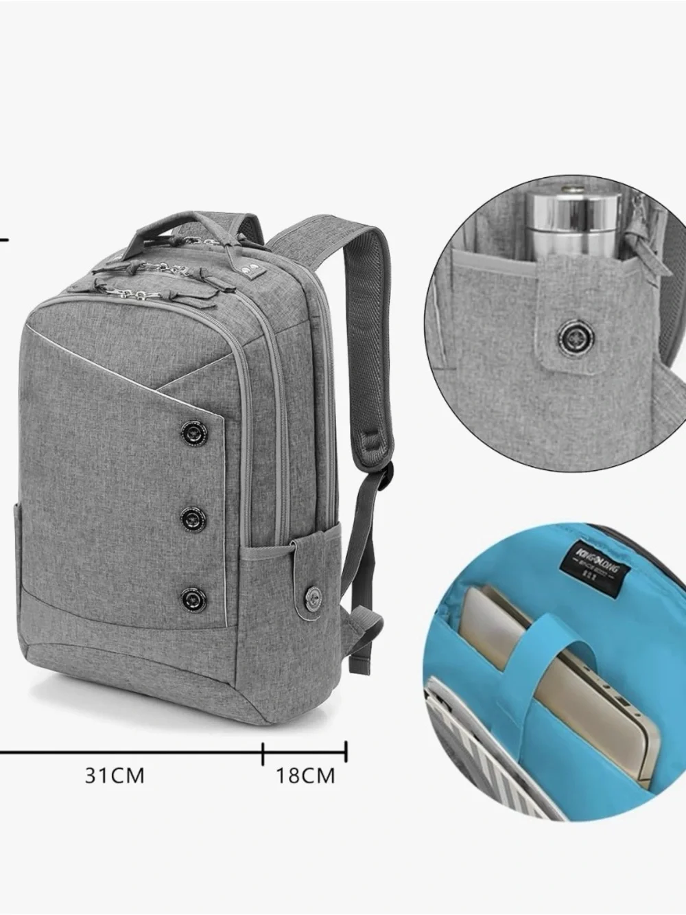 Backpack - Laptop and Two large pocket storage - Stylish Everyday Travel Bag